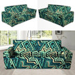 Green Geometric Abstract Pattern Print Sofa Cover