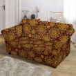 Gold Sunflower Hand Drawn Vintage Pattern Sofa Cover