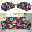Blue Donut Pattern Background Sofa Cover