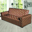 Brown Leather And White Polka Dot Sofa Cover