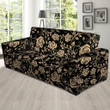 Gold Rose Floral And Black Skin Sofa Cover