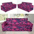 Pink Pattern Lotus Theme Sofa Cover