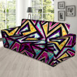 Purple Diamond Geometric Graffiti Print Sofa Cover