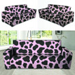 Black And Pink Cow Pattern Print Sofa Cover