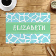 Pastel Blue Leopard Custom Name Printed Placemat Table Mat