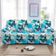 Blue Butterfly And Flower White Theme Sofa Cover
