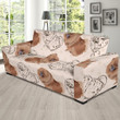 Cute Dog Pomeranian Pattern Background Sofa Cover