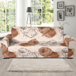 Cute Dog Pomeranian Pattern Background Sofa Cover