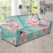 Mixed Red And Turquoise Marble Pattern Sofa Cover
