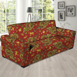 Golden Chinese Dragon Floral Pattern Print Sofa Cover