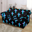 Christian Cross Neon Black Pattern Sofa Cover