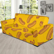 Yellow Hot Dog Pattern Background Sofa Cover