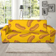 Yellow Hot Dog Pattern Background Sofa Cover
