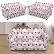Pleasant Bull Terrier Faces Pink Theme Sofa Cover