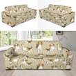 Brown Beagle Paw Pattern Background Sofa Cover