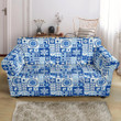 Blue Swedish Print Pattern Sofa Cover