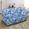 Blue Swedish Print Pattern Sofa Cover