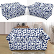 Multi Blue Hibiscus Flower Tropical Pattern Sofa Cover