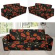 Red Floral Poppy Pattern Theme Sofa Cover