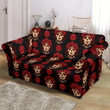Day Of The Dead Skull Girl Pattern Black Background Sofa Cover