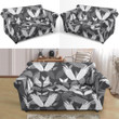 White And Grey Angel Wings Pattern Sofa Cover
