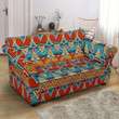 Kente African Orange Blue Yellow Pattern Sofa Cover