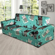 Love Turquoise Leather And Cat Cartoon Print Sofa Cover