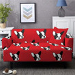 Cute Face Dog Pattern Red Background Home Decoration For Living Room Sofa Cover