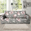 Grey Leather And Vintage Floral Print Sofa Cover