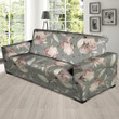 Grey Leather And Vintage Floral Print Sofa Cover