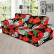 Floral Red Poppy Pattern Background Sofa Cover