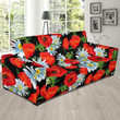 Floral Red Poppy Pattern Background Sofa Cover