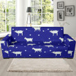 Deep Blue Goat Sheep Pattern Background Sofa Cover