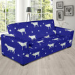 Deep Blue Goat Sheep Pattern Background Sofa Cover