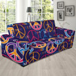 Hippie Music Van Peace Sign Pattern Background Sofa Cover