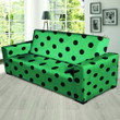 Green Leather And Black Polka Dot Print Sofa Cover