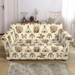 Native Indian Cream Themed Pattern Sofa Cover