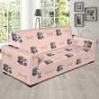 Pink Dog Puppy Schnauzer Pattern Background Sofa Cover