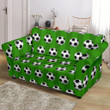 Soccer Ball All Green Background Pattern Sofa Cover