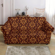 Agricultural Brown Wheat Pattern Maroon Theme Sofa Cover