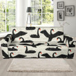 Black Swan Pattern Background Sofa Cover