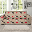 Boston Terrier Heart Paw Pattern Background Sofa Cover