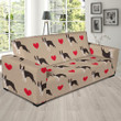 Boston Terrier Heart Paw Pattern Background Sofa Cover