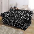 Music Note Black And White Pattern Sofa Cover