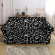 Music Note Black And White Pattern Sofa Cover
