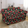 Flower Hawaiian Red Hibiscus Design Black Background Sofa Cover