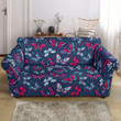 Red And White Butterflies Deep Blue Pattern Sofa Cover
