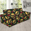 Dark Mexican Rose Skull Print Sofa Cover