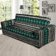 White And Turquoise Tribal Navajo Hand Drawn Background Sofa Cover