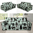 Cute Black Cat Cartoon Pattern Print Sofa Cover